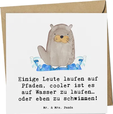 Produktbild von Mr. & Mrs. Panda Grußkarte Schwimmen Pfade - Weiß - Geschenk, Glückwunschkarte, Wasser, Sportler, anlasskarte, doppelkarte, Teamsport, Sportart, Wasserfitness, Geschenke