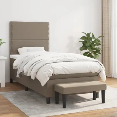 Produktbild von The Living Store Boxspringbett mit Matratze Taupe 90x200 cm Stoff