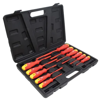 Obrázek produktu pro Elektrikářské šroubováky, izolované, CrV, s magnetickým hrotem, sada 11 ks