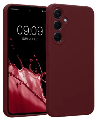 Produktbild von kwmobile Silikon Case für Samsung Galaxy A55 5G Hülle - Soft gummierte Handyhülle, Schutzhülle Cover in Bordeaux Violett