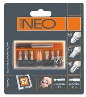 Zdjęcie produktu dla NEO TOOLS Końcówki wkrętakowe z uchwytem, zestaw 7 szt.