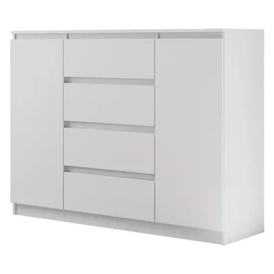 Produktbild von BEAUTYSOFA | Kommode LEMON 120 cm Weiß, Sideboard mit 4 Schubladen und 2 Türen, Modernes Aufbewahrungsmöbel für Schlafzimmer, Wohnzimmer und Flur