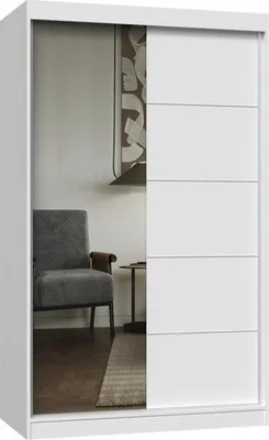 Immagine prodotto di Armadio IGA con ante scorrevoli, specchio e decorazioni – larghezza 120 cm | Colore: bianco opaco