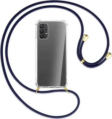 Produktbild von Handykette Backcover-Schutzhülle mit Band (Metall goldfarben) für Samsung Galaxy A23 4G - dunkelblau