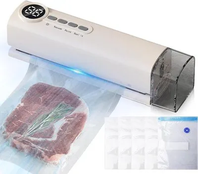 Immagine prodotto di Macchina sottovuoto 4 in 1 per alimenti, macchina sottovuoto per alimenti, con 5 sacchetti sottovuoto inclusi, adatta per carne, verdura e frutta.