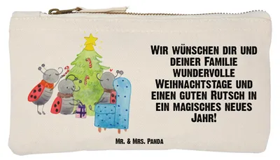 Produktbild von Mr. & Mrs. Panda Etui Weihnachten Smörle Größe S Klein - Weiß - Geschenk, Kulturtasche, Mäppchen, Weihnachtsbaum, Tannennadeln, Kulturbeutel, Federmappe, Kosmetiktasche