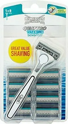 Produktbild von Wilkinson Sword Quattro Essential 4 Set holicí strojek s 9 náhradními hlavicemi