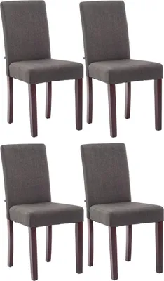 Produktbild von CLP 4er Set Esszimmerstuhl Ina Stoffbezug mit Holzgestell dunkelgrau Gestell Farbe cappuccino