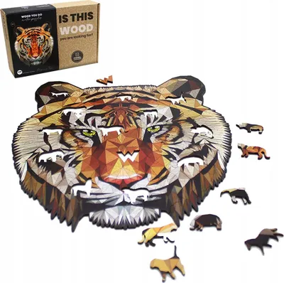 Zdjęcie produktu dla PUZZLE DREWNIANE TYGRYS w pudełku 140 elementów A4 na prezent
