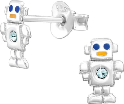 Produktbild von Ohrstecker Roboter Silber 925 Ohrringe Kinder