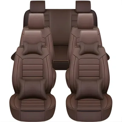 Produktbild von Autositzbezüge Set 7-Sitzer Universal – Kunstleder Vollschutz Beige Braun Coffee – Auto Sitzbezüge Komplettset