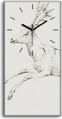 Produktbild von Dekor Leinwand Uhr Wandbilder Geräuschlos 30x60 Zeichnung Tier Hirsch Kunst - schwarze Hände