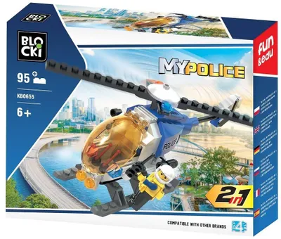 Zdjęcie produktu dla Blocki Mypolice 2 W 1 Helikopter Do Klocków Policji I Tworzenie Posterunku