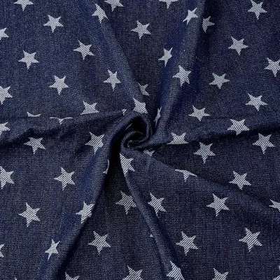 Produktbild von Omgoods - Jeansstoff mit Jacquard-Sternenmuster - 1,8 x 1 m - Nähzubehör - Für Kleidungsstücke - DIY-Bastelprojekte - 0,8 mm Dicke - Stoffe