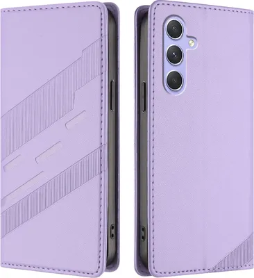 Produktbild von Hülle für Samsung Galaxy A55 5G, Kunstleder Brieftaschen Handyhülle mit Kartenfach und Standfunktion Violett