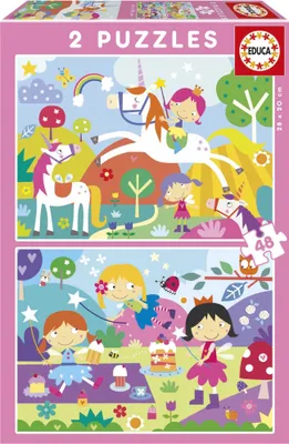 Image de EDUCA Puzzle Licornes et fées 2x48 pièces