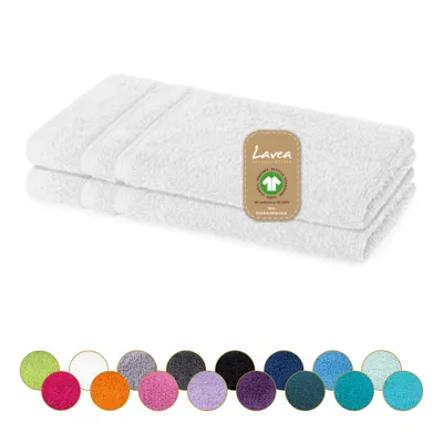 Produktbild von Lavea® 2er Set Gästehandtücher 30x50 cm, weich, saugstark, 100% Baumwolle, Frottierserie Bali, waschbar 60°C, trocknergeeignet - Weiß