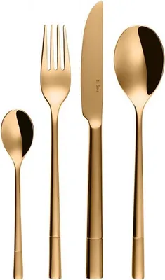 Produktbild von Edelstahl-Servierset für 6 Personen, 24-teilig, Luxus-Ausführung, Farbe: Gold