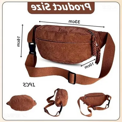 Verstellbare Corduroy Hüfttasche für Damen, perfekt zum Einkaufen, Reisen und für tägliche Ausflüge, braun und stilvoll