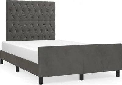 Produktbild von vidaXL Bettgestell ohne Matratze Dunkelgrau 120x190 cm Samt