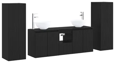 Image de Ensemble de meubles de salle de bain, 5 pièces, noir, 33 x 34,5 x 100 cm