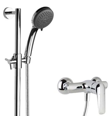 Produktbild von PaulGurkes Duschsystem Aufputz Armatur Duschstange Kreuzgriff 160cm Schlauch