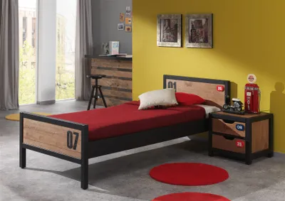 Produktbild von Vipack Set Alex best. aus Nachtkonsole, Einzelbett 90x200 cm - Farbe: Braun/Grau; AXCO12