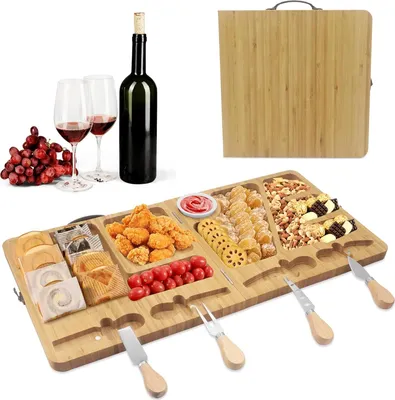 Produktbild von Charcuteriebrett mit Käsewerkzeugset - Ideal für Weihnachten und Einweihungsfeste - Holz