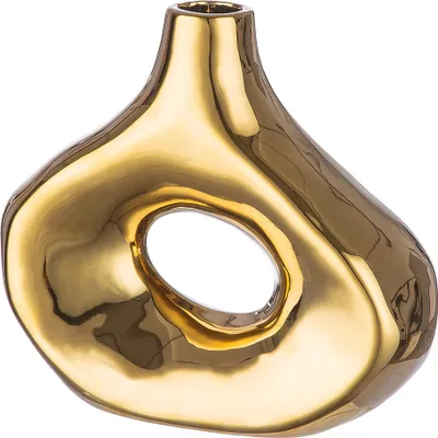 Obrázek produktu pro GILDE Váza "Malta", keramika, zlatá barva, , d. 8,5 cm, š. 20,5 cm, v. 18,5 cm 32581