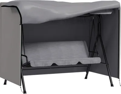 Produktbild von Outsunny kryt na záhradnú hojdačku, ochranný kryt na hollywoodsku hojdačku, kryt, nepremokavý, ochrana proti slnku, Oxford, sivý, 205 x 124 x 164 cm