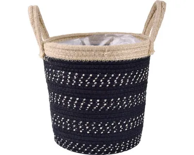 Obrázek produktu pro Obal na květináč s uchy přírodní Ø 25 x 35 cm černý