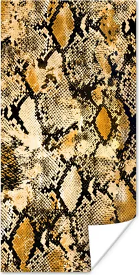 Produktbild von MuchoWow® Poster Tiermuster - Schlange - Gold - Schwarz 80x160 cm - Kinderzimmer