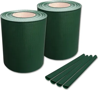 Produktbild von 2 Rollen Sichtschutzstreifen 19 cm x 50 m RAL 6005 Moosgrün inkl. Klemmschienen