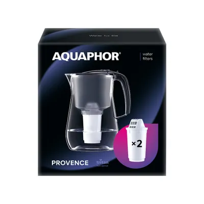 Image de Filtre à eau de table AQUAPHOR Provence avec 2 x A5 cartouche filtrante noire Filtre à eau potable d'une capacité de 4,2 litres