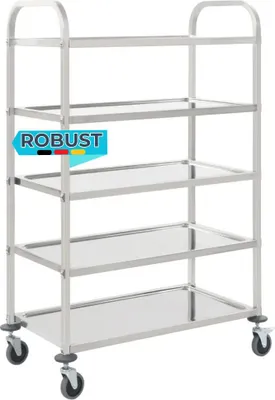 Produktbild von Servierwagen KENNI für Küche 5-Etagen 107x55x147 cm Edelstahl | Küchenwagen mit Rollen Etagenwagen Reinigungswagen für Hotel Restaurant