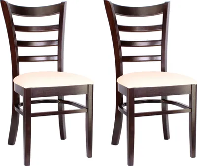 Produktbild von pemora 2-er Set Bistrostuhl Holzstuhl OXFORD; Sitzfarbe: Kunstleder beige
