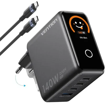 Produktbild von Vention Tz-fcoh0-eu Wandladegerät Usb/usb-c 140w Silber  Silber One Size