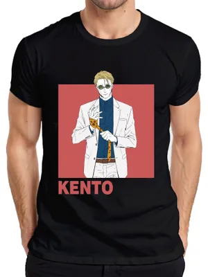 Produktbild von Kento Anime Gentleman Anzug Sonnenbrille Krawatte Geschenk Retro Herren T-Shirt, Schwarz, XL