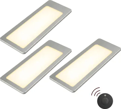 Produktbild von kalb | TooFlatXL Unterbauleuchten 1-4Set Funkschalter 12V Plug&Play Edelstahl 3er Set warmweiß