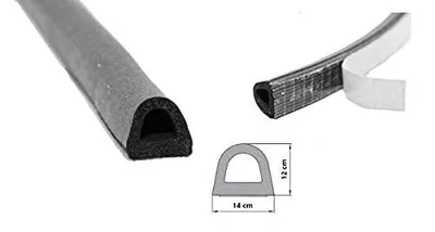 Produktbild von Selbstklebende Gummidichtung 14x12 mm EPDM Schwarz Türdichtung 1m Hohlkammerprofil