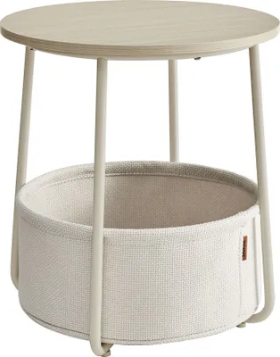 Produktbild von Songmics Beistelltisch rund mit Stauraum naturbeige