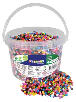 Produktbild von Playbox Bügelperlen Go green Midi 20.000 Stk. im Eimer 10-Farbenmix