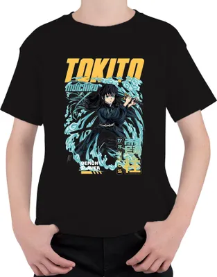 Produktbild von Demon Slayer Tokito Muichiro Mist Hashira Nebel Schwert Geschenk Uni Kinder T-Shirt, Schwarz, 104
