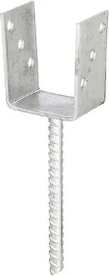 Produktbild von U-Pfostenträger m. Betonanker aus Riffelstahl 91 x 100 x 200 mm, feuerverzinkt, 1 Stück