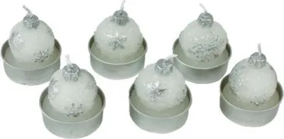 Produktbild von PBS N23052-4010 Teelichter Weihnachten "Kugel" - weiß, 6 Stück