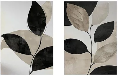 Productafbeelding van Unyqoos® Set van 2 abstracte zwart-wit wanddecoraties – canvasprint, 40 x 50 cm, moderne wanddecoratie voor woonkamer en slaapkamer