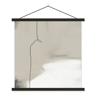 Produktbild von MuchoWow® Textilposter Abstrakt - Taupe - Linie - Design 120x120 cm mit schwarzem Rahmen - Aufhängungsset