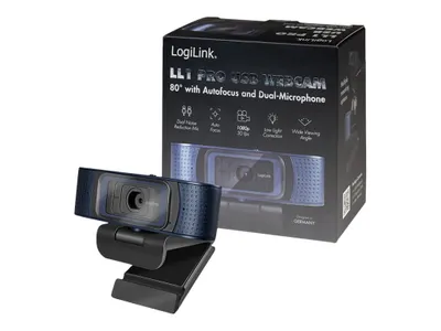 Produktbild von LogiLink HD-USB-Webcam Pro, 80°, Dual-Mikrofon, Autofokus, Sichtschutzabdeckung, 2 MP, 1920 x 1080 Pixel, Full HD, 30 fps, 640x480@30fps, 1280x720@30fps, 1920x1080@30fps, 1080p
