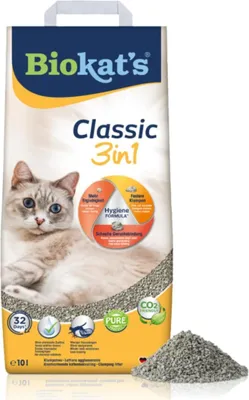 Produktbild von Biokat's Classic 3in1 ohne Duft - Klumpende Katzenstreu mit 3 unterschiedlichen