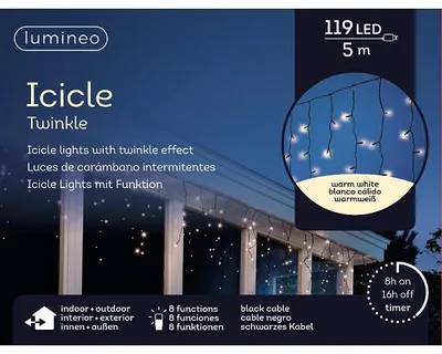Obrázok produktu pre Vianočné osvetlenie LED Icicle svetlá vonkajšie teplé biele 5 metrov čierne